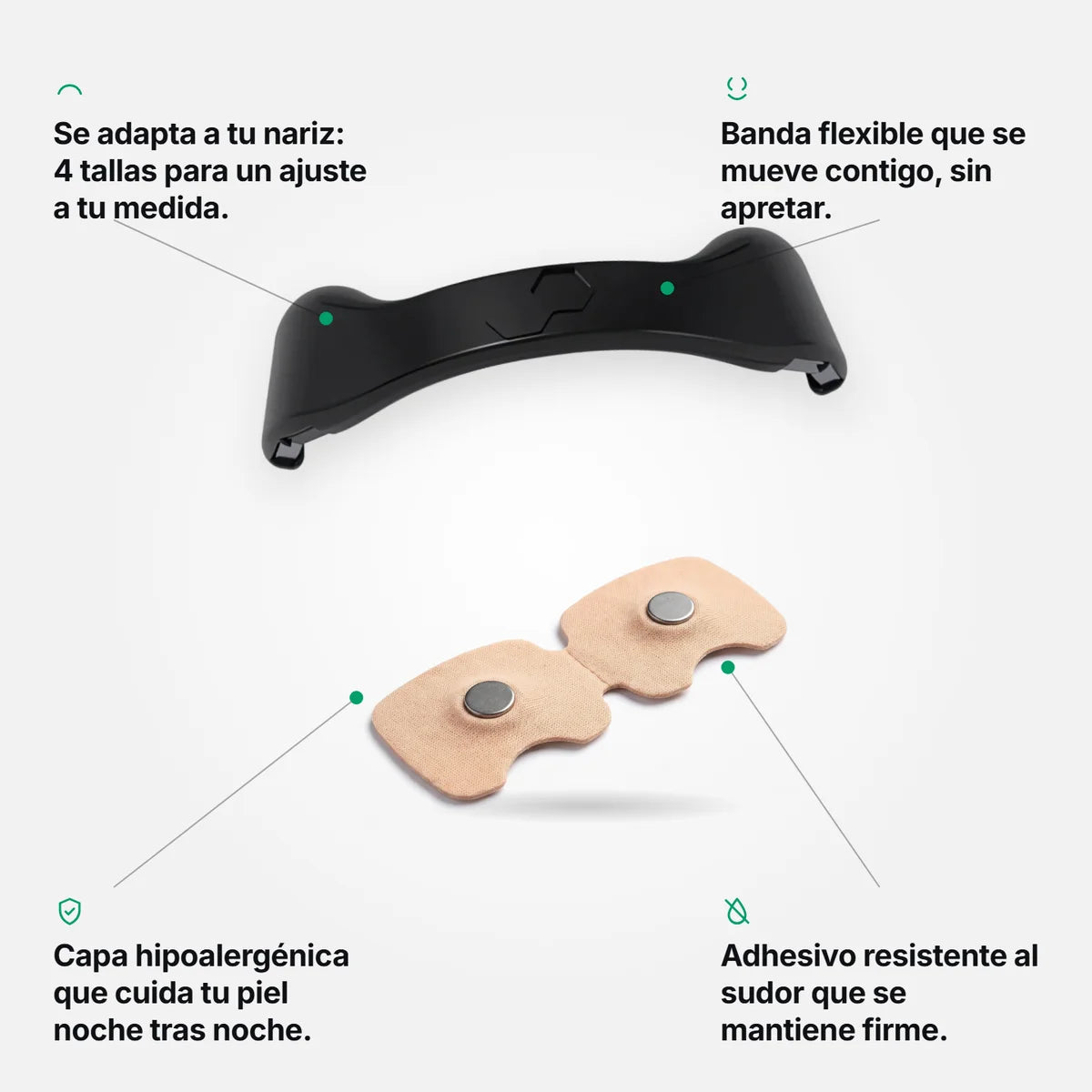 Banda flexible y adhesivo hipoalergénico resistente al sudor