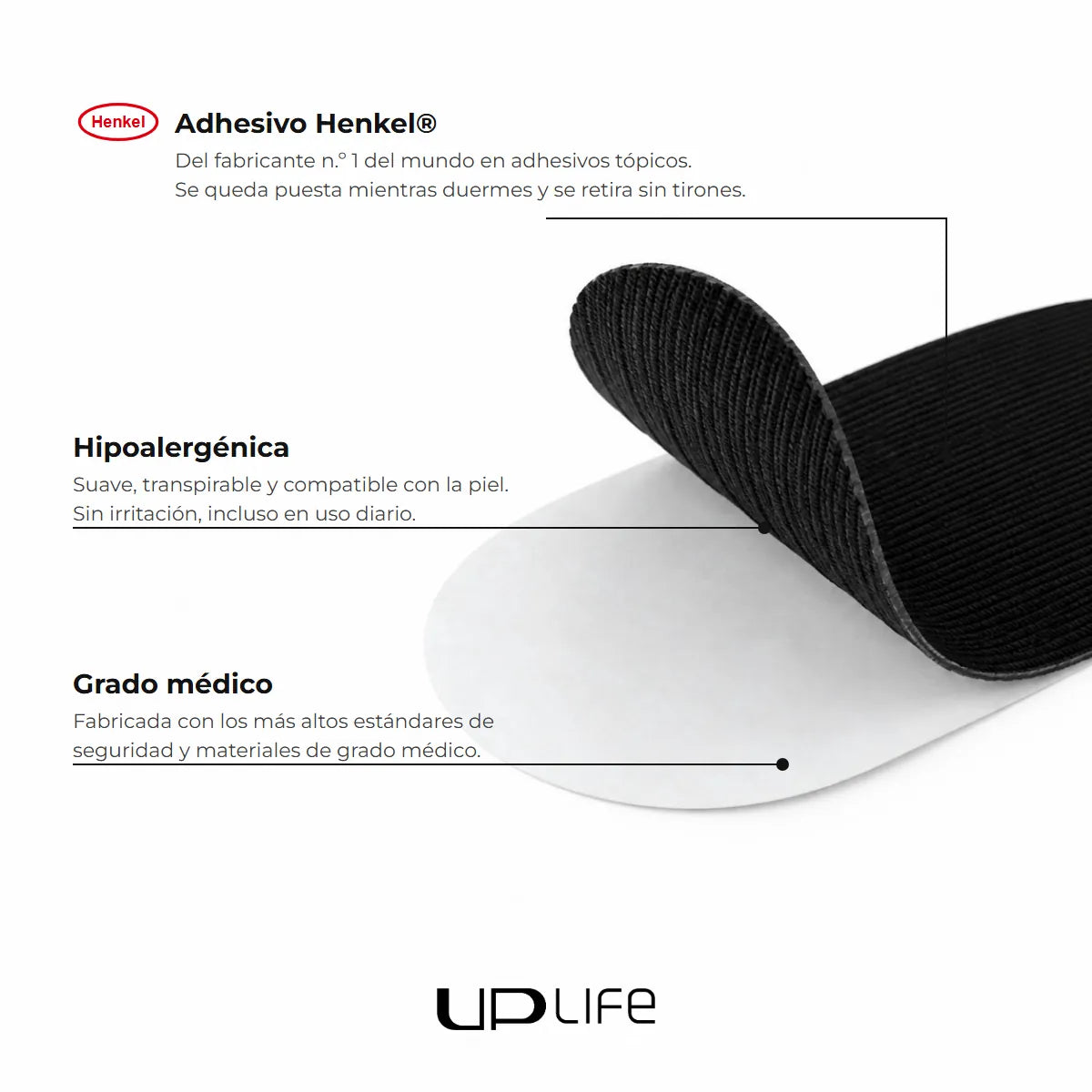 Cinta bucal UP Life con adhesivo Henkel, hipoalergénica y de grado médico
