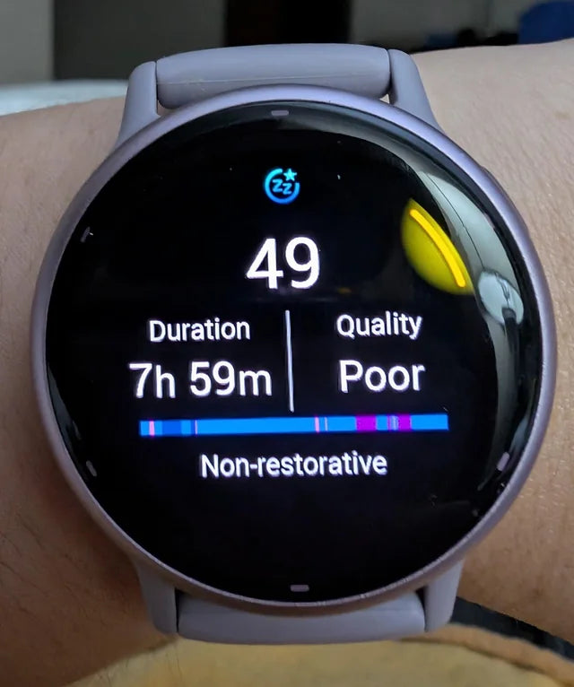 Smartwatch — sleep score 49, Non-restorative